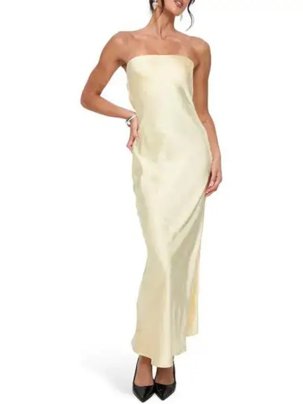 Princess Polly Haley Strapless Satin Maxi Dress